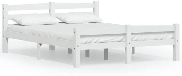 Doppelbett, Betten für Erwachsene, Massivholzbett Weiß Kiefer 140x200 cm de5556