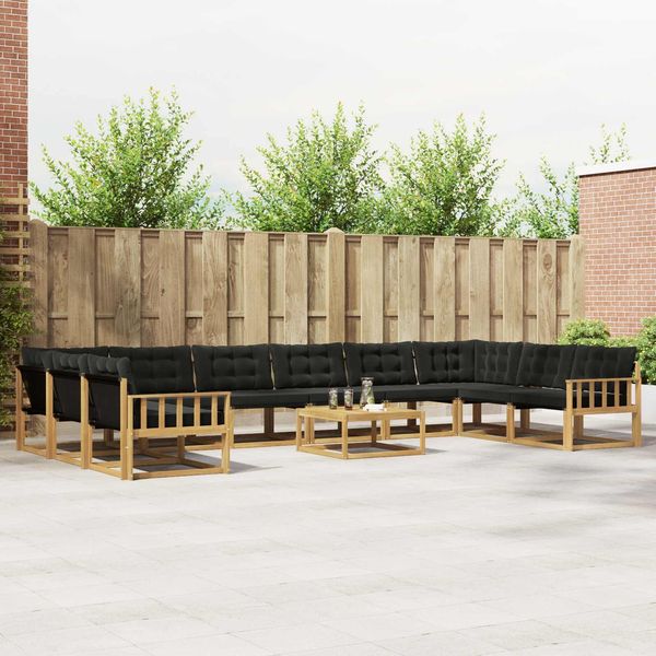 vidaXL Outdoor-Sofagarnitur mit Kissen 11 pcs Weiß und Schwarz 3389138
