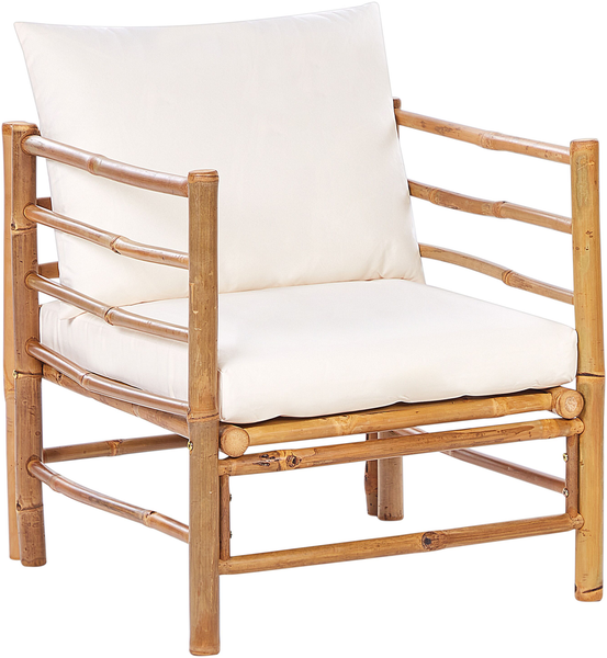 Garten Sessel CERRETO Bambusholz Cremeweiß