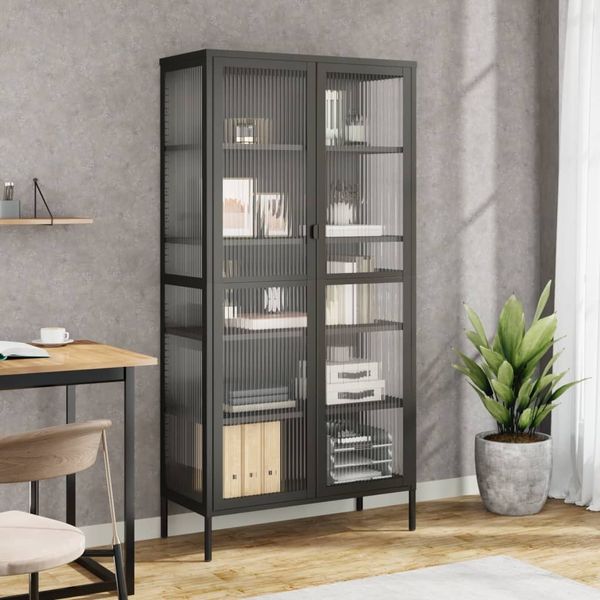 vidaXL Highboard Schwarz 85x40x180 cm Glas und Stahl 353004