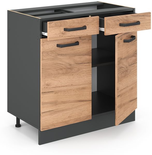 Küchenunterschrank R-Line Goldkraft Eiche 80 cm AP Marmor Vicco Bild 4