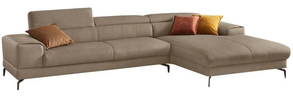 W.SCHILLIG Ecksofa piedroo, Designsofa mit tollem Sitzkomfort, bequem und elegant, L-Form, Kopfteilverstellung, wahlweise mit Sitztiefenverstellung, Breite 343cm
