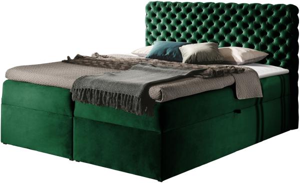 Mirjan24 Boxspringbett Serrula, Grün 160 x 200 cm