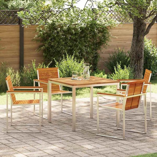 vidaXL Garten Essgruppe 5 pcs Massives Akazienholz und Edelstahl 3334806