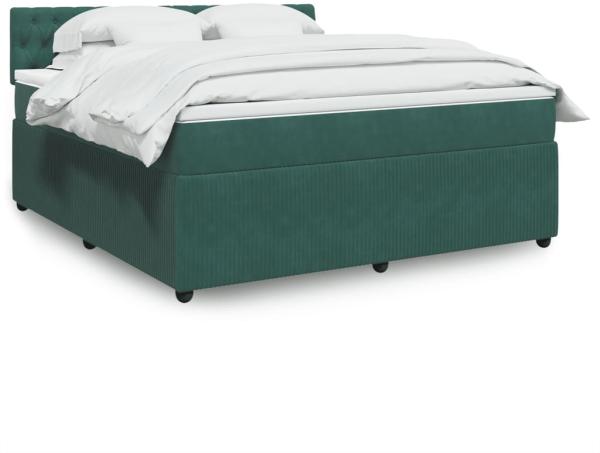 vidaXL Boxspringbett mit Matratze Dunkelgrün 180x200 cm Samt 3287815