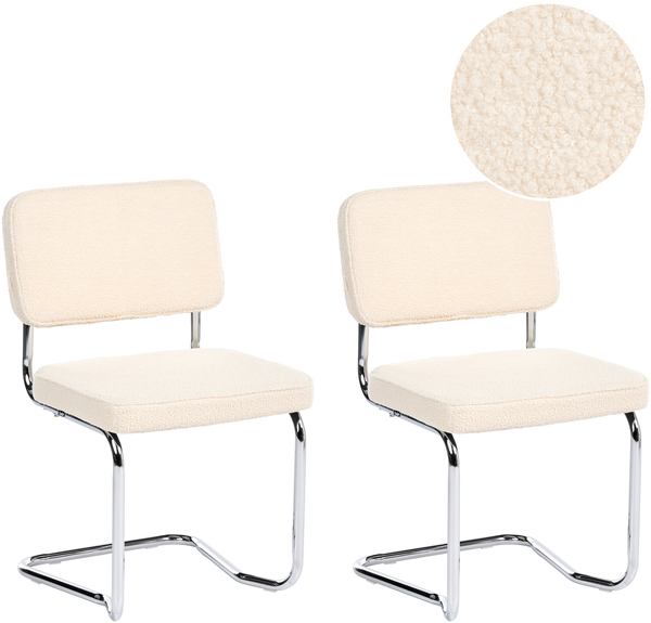 Esszimmerstuhl 2er Set IRWIN Bouclé Hellbeige
