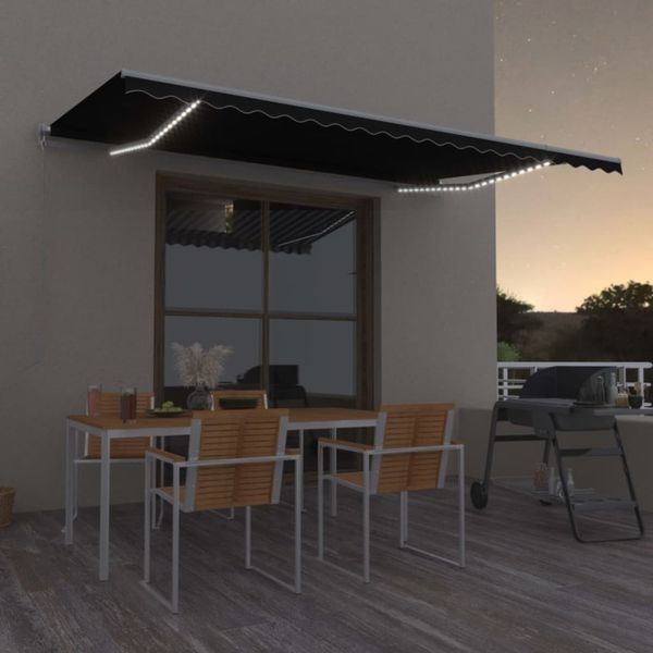 vidaXL Markise Manuell Einziehbar mit LED 500x350 cm Anthrazit 3069024
