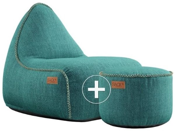 RETROit Cobana Outdoor Sitzsack Loungsessel mit Hocker – Sparset petrol melliert