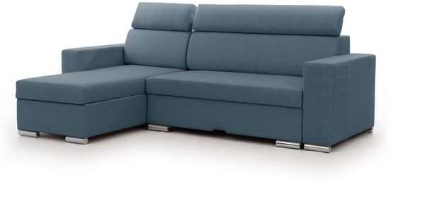Ecksofa Schlafsofa Sofa CANTON in Stoff Liverpool Azurblau Ottomane Links