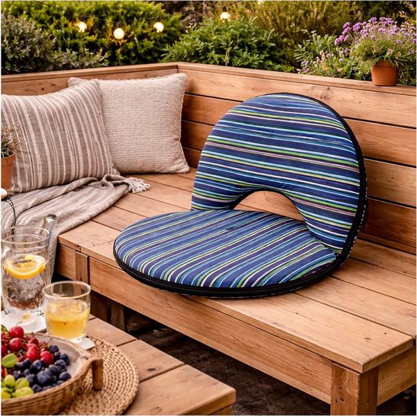 HTI-Living Relaxsessel Bodensessel rund gestreift klappbar für Indoor und Outdoor (1 Stück)