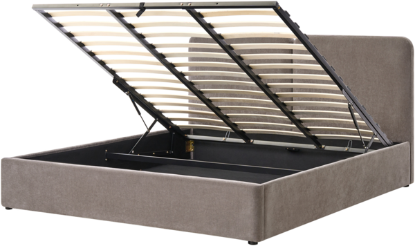Bett mit Stauraum Chenillegewebe ARBOIS 180 x 200 cm Taupe