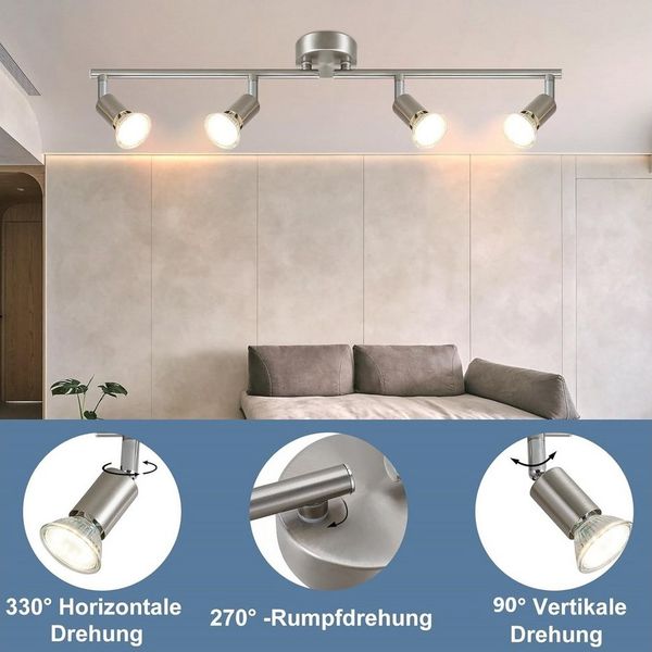 Nettlife Deckenstrahler 1/2/3/4/6 Flammig Schwarz GU10 Deckenspot Metall Modern, Schwenkbar 350°, LED wechselbar