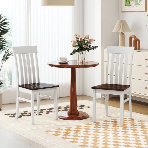 COSTWAY Esszimmerstuhl (2 St), mit ergonomischer Rückenlehnen & vertieftem Sitz