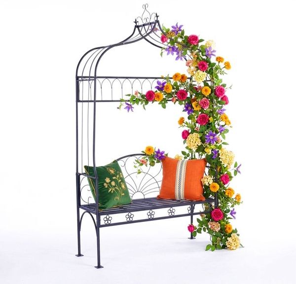 Relaxdays Rosenbogen mit Gartenbank