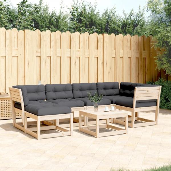vidaXL 6-tlg. Garten-Sofagarnitur mit Kissen Massivholz Kiefer 3217040