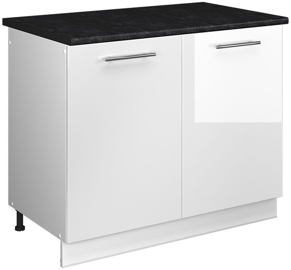 Spülenunterschrank Fame-Line Weiß Hochglanz/Weiß 100 cm, AP Anthrazit Vicco