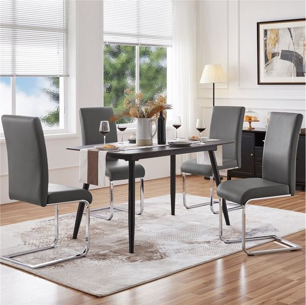 Yaheetech Esszimmerstuhl 2/4/6-er Küchenstuhl (4 St), Schwinger Polsterstuhl mit Ergonomischer Rückenlehne & Metallbeine