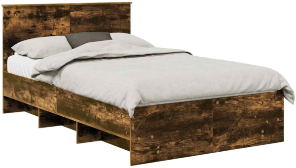 vidaXL Bettrahmen Geräucherte Eiche 120 x 123 cm Holzwerkstoff 3408869