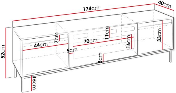 TV-Lowboard Ozmi 2K EF mit Kamin mit 2 Kleppen (Farbe: Schwarz) Bild 7