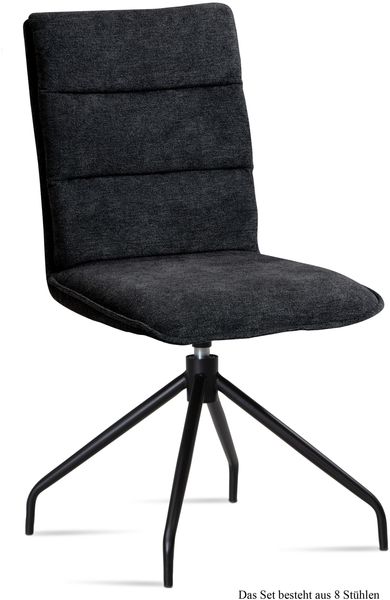 Esszimmerstuhl drehbar (8er-Set) Donata 47x92x60 Schwarz/Anthrazit