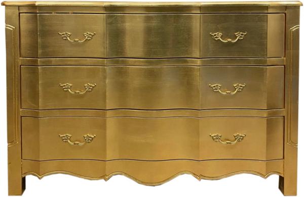 Luxus Barock Kommode mit 3 Schubladen Gold 121 x 50 x 86 cm - Barock Möbel