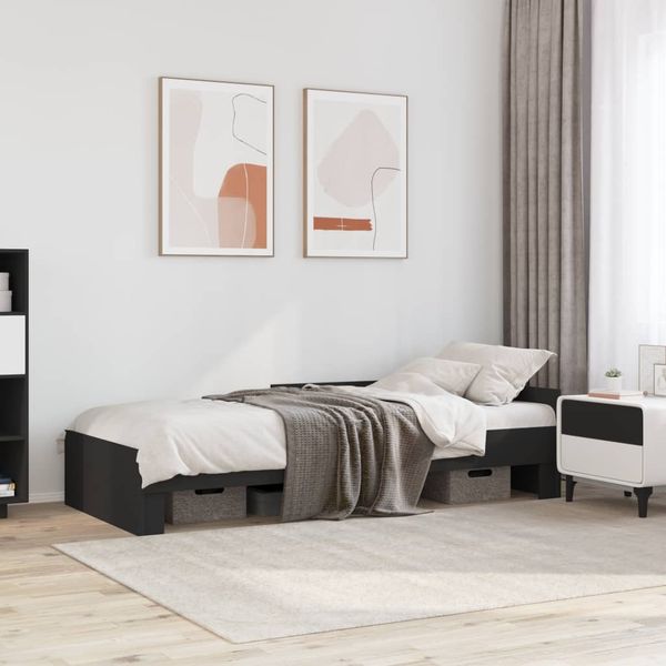 vidaXL Bettgestell Schwarz 75x190 cm Holzwerkstoff 849594