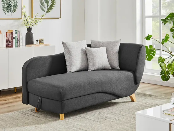 Vente-unique - PENELOPE Chaise longue Stoff Grau - B 80 cm x H 81 cm x L 160 cm
