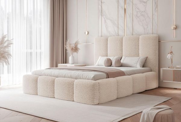 Compleo Polsterbett Designerbett, Doppelbett, Schlafzimmerbett mit Lattenrost MARS