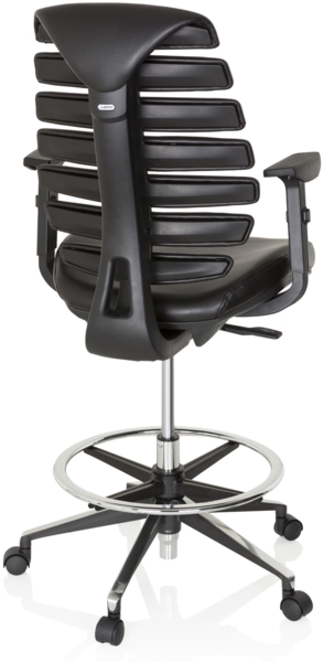 hjh OFFICE Arbeitsstuhl Arbeitshocker ERGO LINE II WORK Leder Schwarz Bild 5