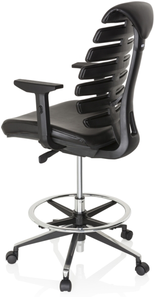 hjh OFFICE Arbeitsstuhl Arbeitshocker ERGO LINE II WORK Leder Schwarz Bild 7