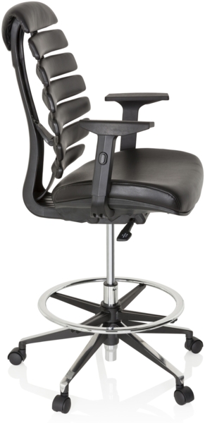 hjh OFFICE Arbeitsstuhl Arbeitshocker ERGO LINE II WORK Leder Schwarz Bild 3