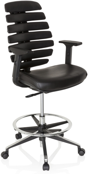 hjh OFFICE Arbeitsstuhl Arbeitshocker ERGO LINE II WORK Leder Schwarz Bild 2