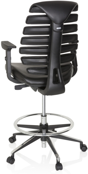 hjh OFFICE Arbeitsstuhl Arbeitshocker ERGO LINE II WORK Leder Schwarz Bild 6