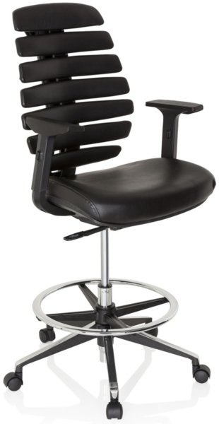 hjh OFFICE Arbeitsstuhl Arbeitshocker ERGO LINE II WORK Leder Schwarz Bild 10