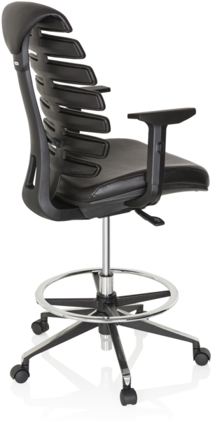 hjh OFFICE Arbeitsstuhl Arbeitshocker ERGO LINE II WORK Leder Schwarz Bild 4