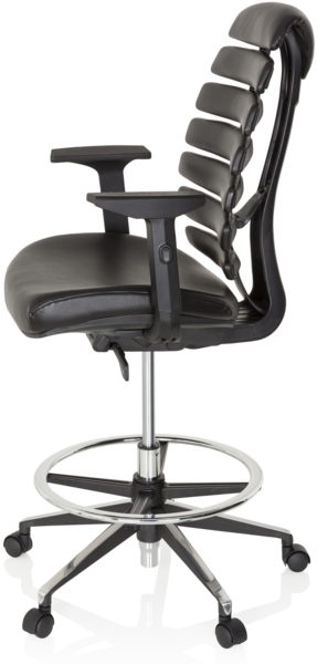 hjh OFFICE Arbeitsstuhl Arbeitshocker ERGO LINE II WORK Leder Schwarz Bild 8