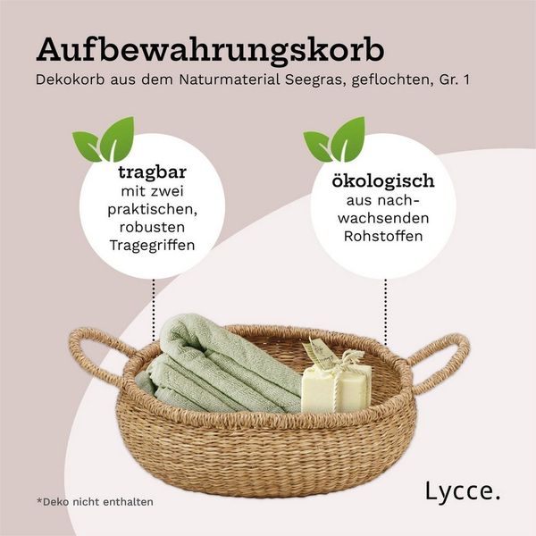 Lycce Wäschebox Aufbewahrungskorb Gr. 1 Natur, Korb geflochten aus Seegras