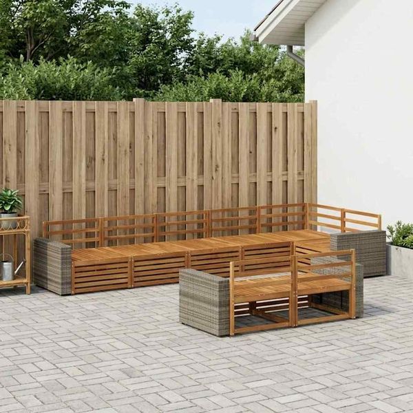 vidaXL Outdoor-Sofagarnitur 8 pcs Natur 3383517