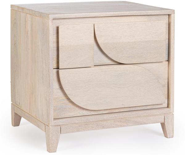 Nachttisch Archita aus Mangoholz, Beige, 47x40x46 cm