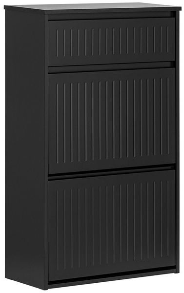 SoBuy FSR165-SCH Schuhschrank, MDF, Lackiert, Schwarz, 60 x 101 x 25 cm