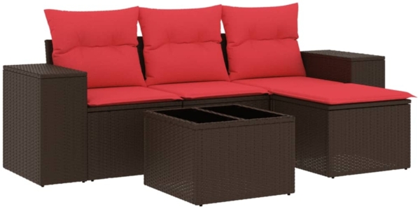vidaXL 5-teiliges Gartensofa-Set mit Kissen, braun, Polyrattan 3222483