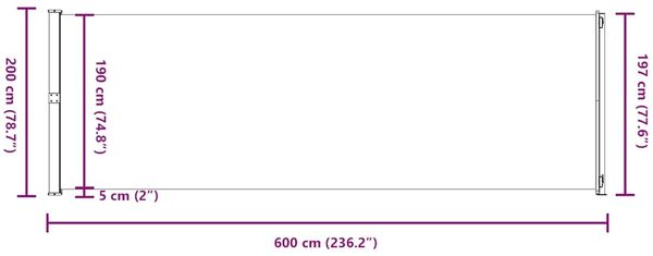 vidaXL Seitenmarkise Ausziehbar 200x600 cm Braun 317975 Bild 11