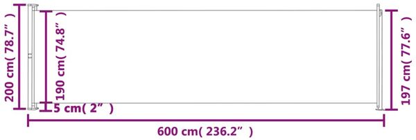 vidaXL Seitenmarkise Ausziehbar 200x600 cm Braun 317975 Bild 9