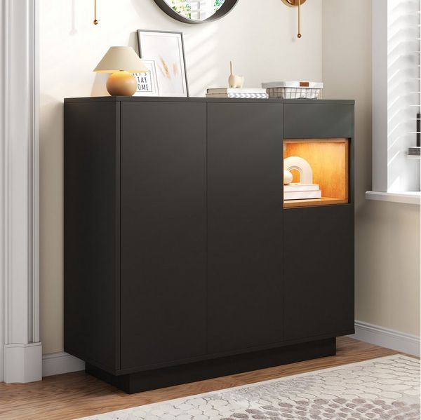Merax Schuhschrank mit 16-farbiger LED-Beleuchtung (105x39,5x100,5 cm, 1-St) Schuhregal mit verstellbaren Regalböden und1 Schublade