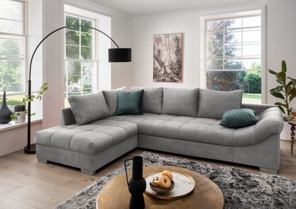 Ecksofa Alvito mit Schlaffunktion - Eleganter Mikrofaser Stoff in Verschiedenen Farben, von Benformato