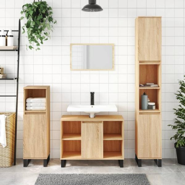 vidaXL Badschrank Sonoma-Eiche 80x33x60 cm Holzwerkstoff 831639