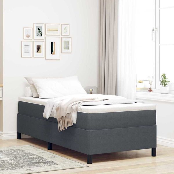 vidaXL Boxspringbett Dunkelgrau 100 x 200 cm Cordstoff 42006953