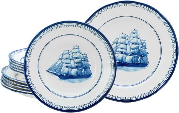 Segelschiff Blau, Tafelservice 12-tlg (mo)