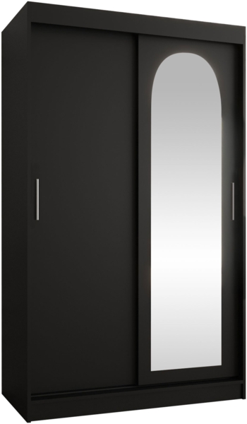 Kleiderschrank Samker 120 cm (Farbe: Schwarz, mit zwei Schubladen)