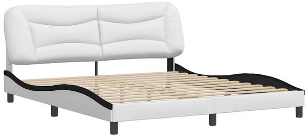 Doppelbett, Bettgestell Modernen ohne Matratze Weiß und Schwarz 180x200 cm Kunstleder d2690e Bild 3